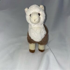 Adorable White and Brown Stuffed Llama Toy